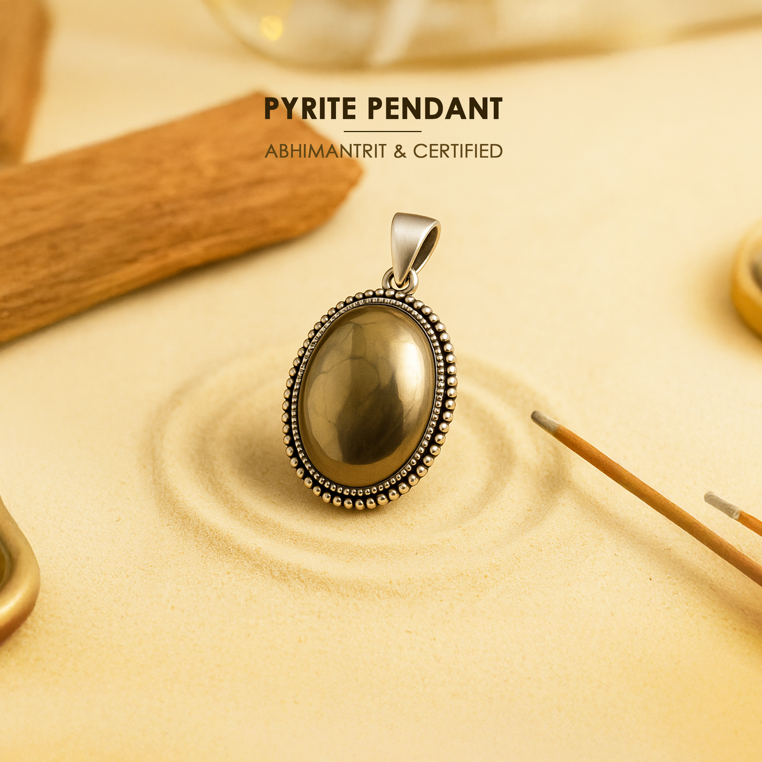 Pyrite Pendant Oval - Abhimantrit & Certified