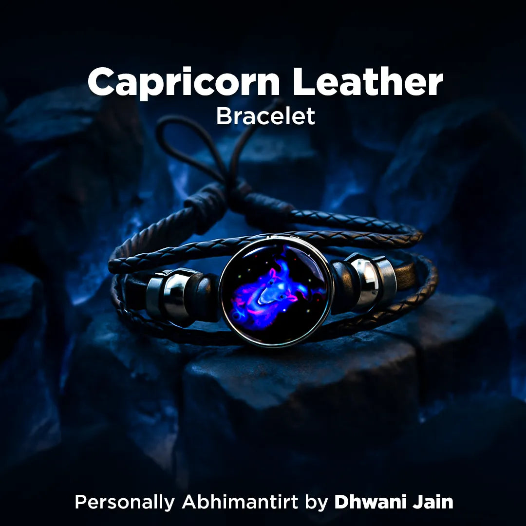Capricorn Leather Bracelet for Discipline, Success & Zodiac Energy