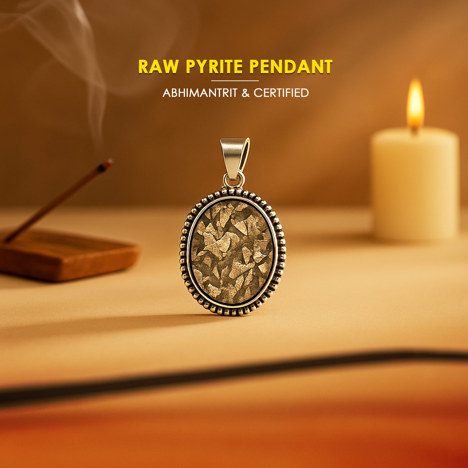 Raw Pyrite Pendant for Wealth & Money - Abhimantrit
