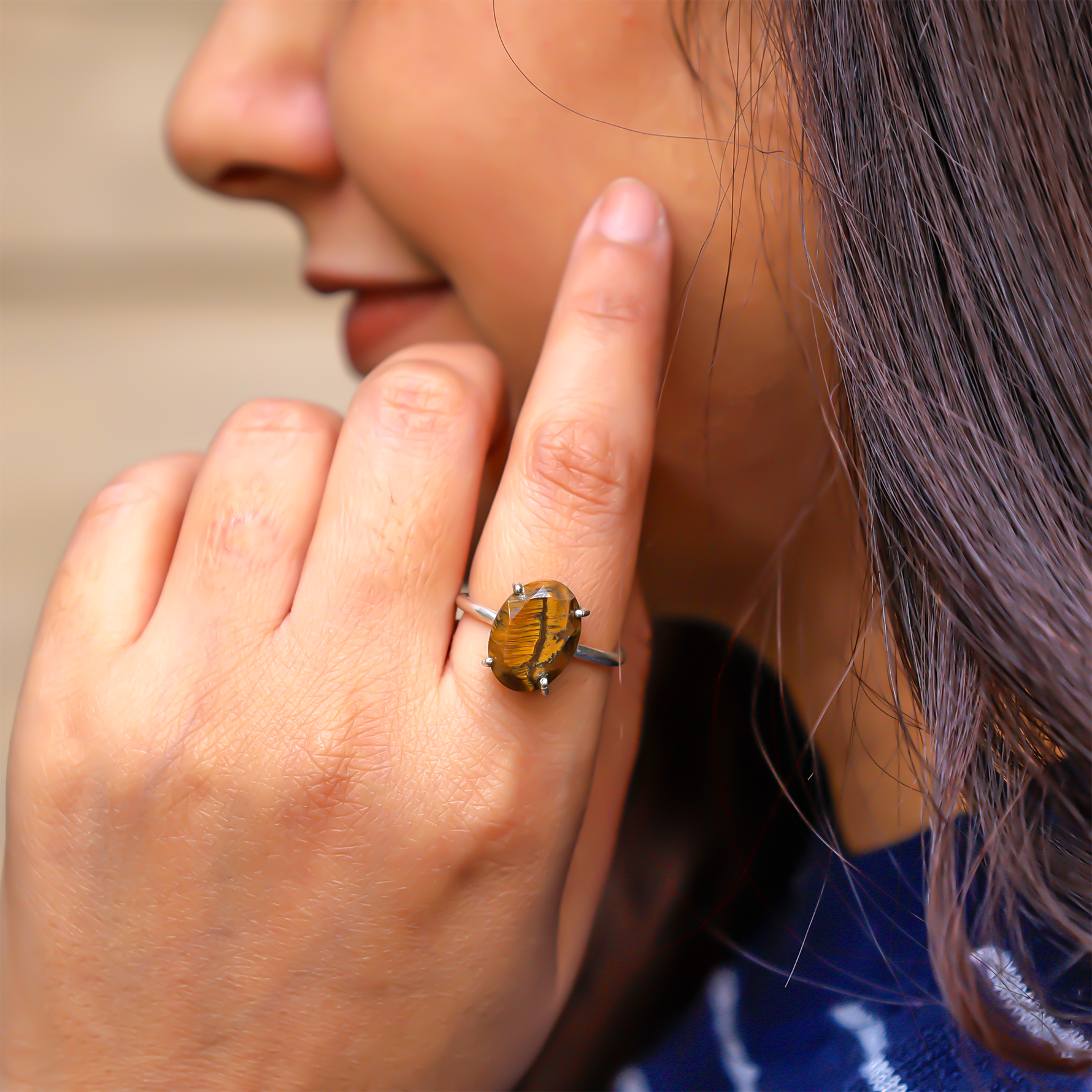 Tiger Eye Stone Ring - Abhimantrit & Certified