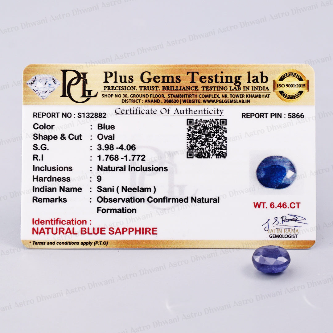 Blue Sapphire (Neelam) 6.46 Carat