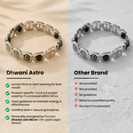 Comparison of Dhwani Astro bracelet with another brand on a textured background