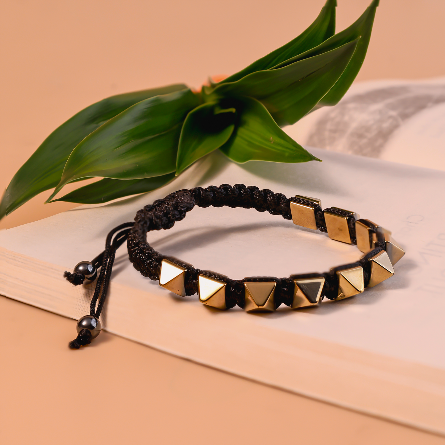 Golden Pyrite Pyramid Thread Bracelet - Abhimantrit & Certified