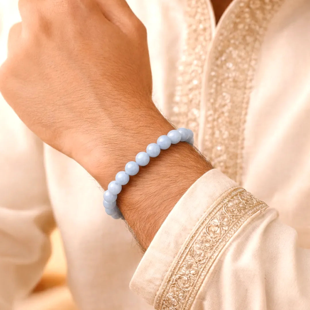 Angelite Bracelet: Communication with Angel & Spirit Guides / Protect Your Aura