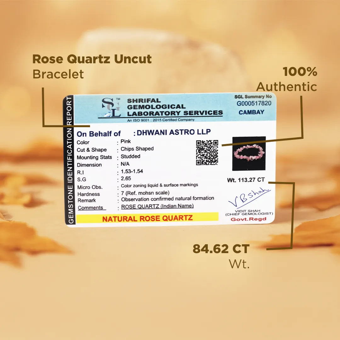 Improve Love, Relationship & Emotional Connection: Rose Quartz Uncut Crystal Bracelet