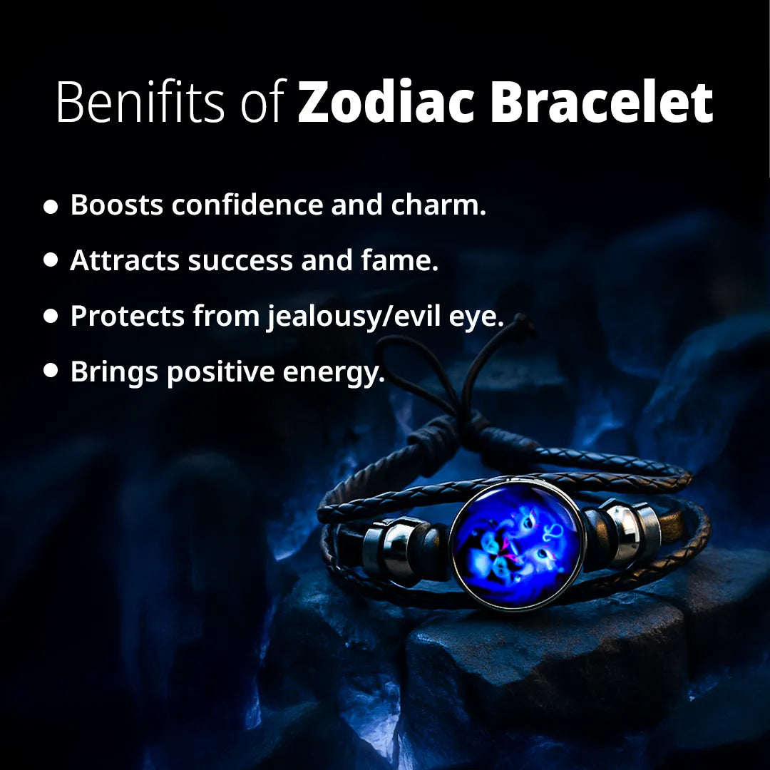 Leo Leather Bracelet for Confidence, Leadership & Zodiac Energy