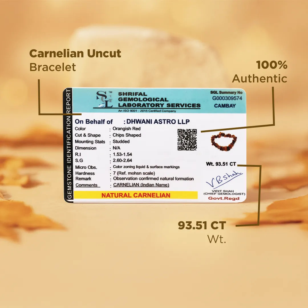 Helps Purify Blood, Lungs, Liver and Heart: Carnelian Uncut Bracelet