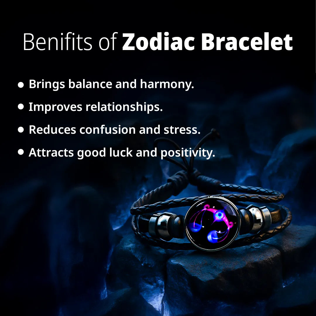 Libra Leather Bracelet for Balance, Harmony & Zodiac Energy