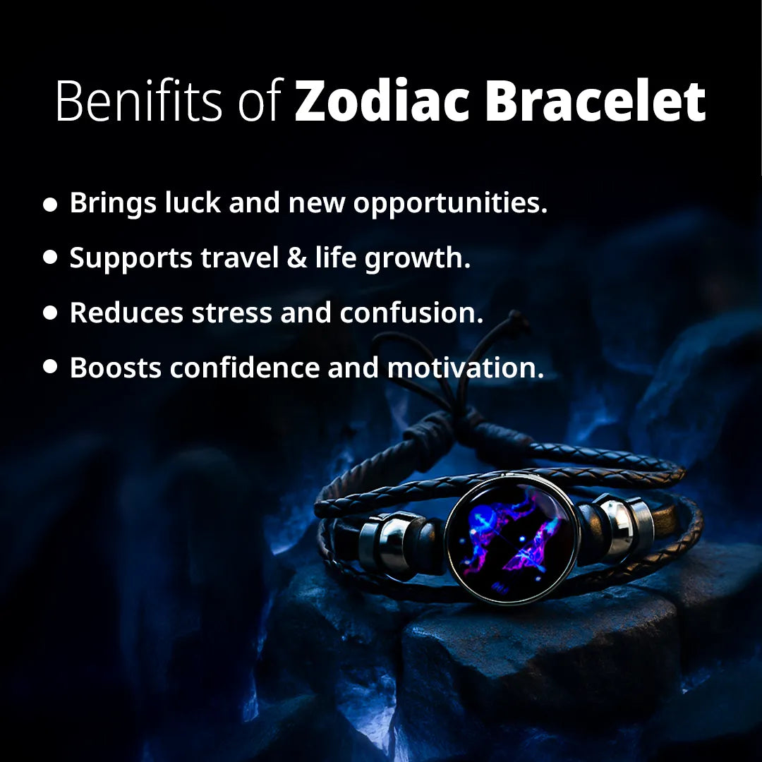 Sagittarius Leather Bracelet for Positivity, Growth & Zodiac Energy