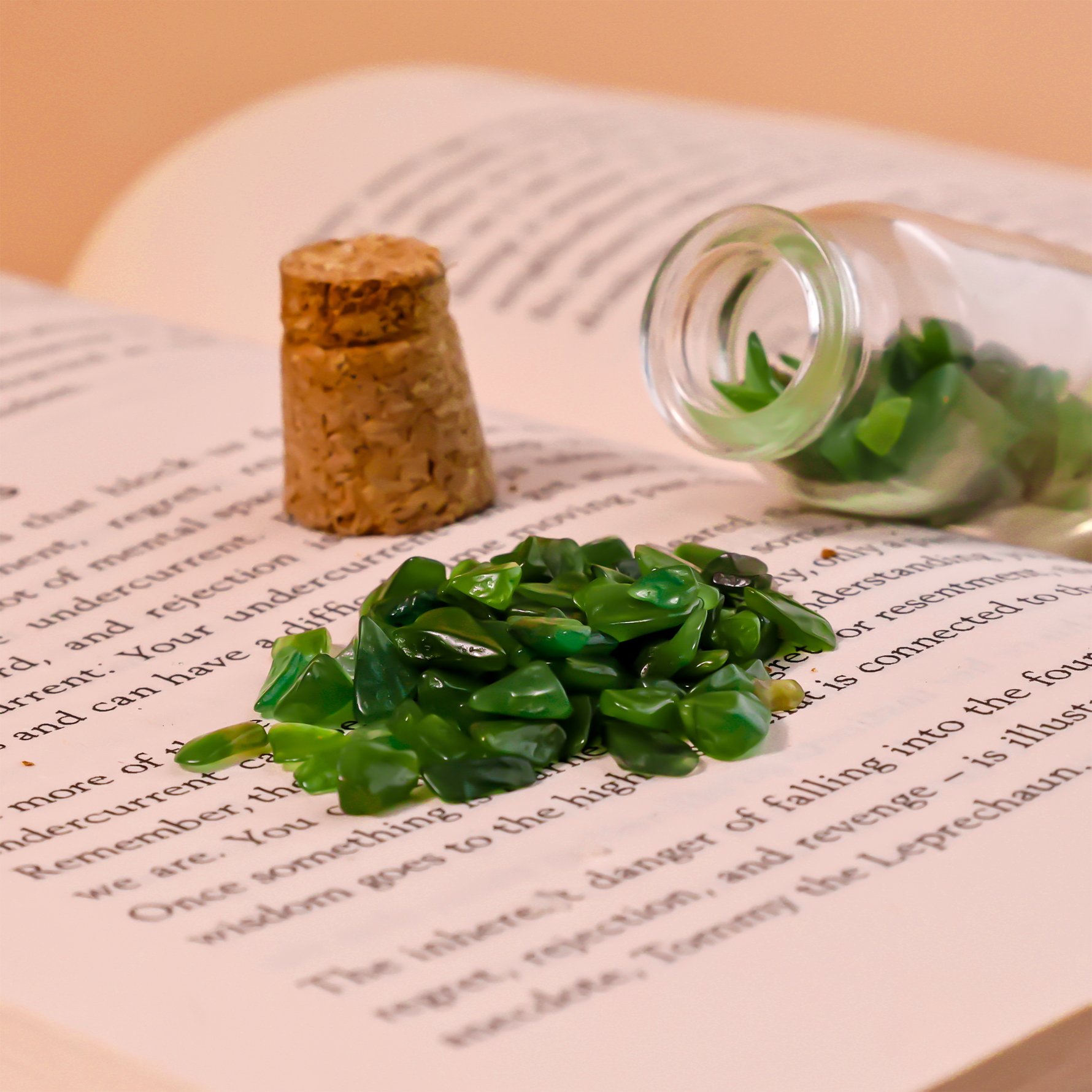 Green Jade Bottle Chips - Abhimantrit