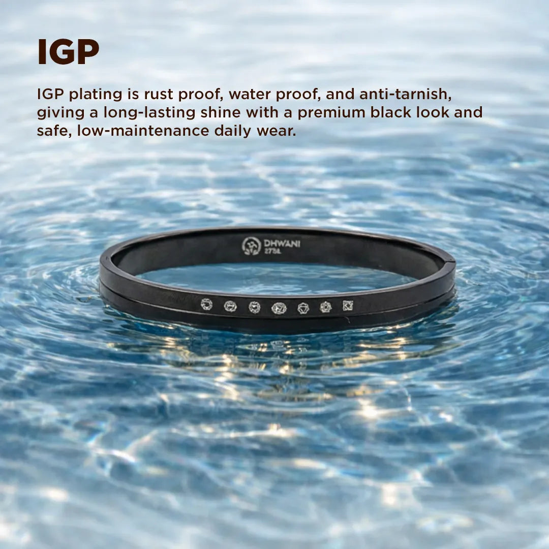 Black ring with IGP plating floating on water