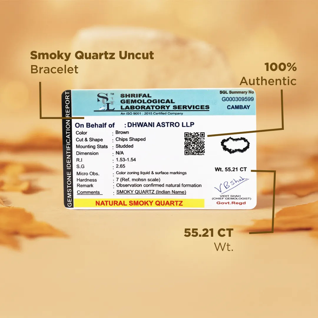Smoky Quartz Uncut Crystal Bracelet