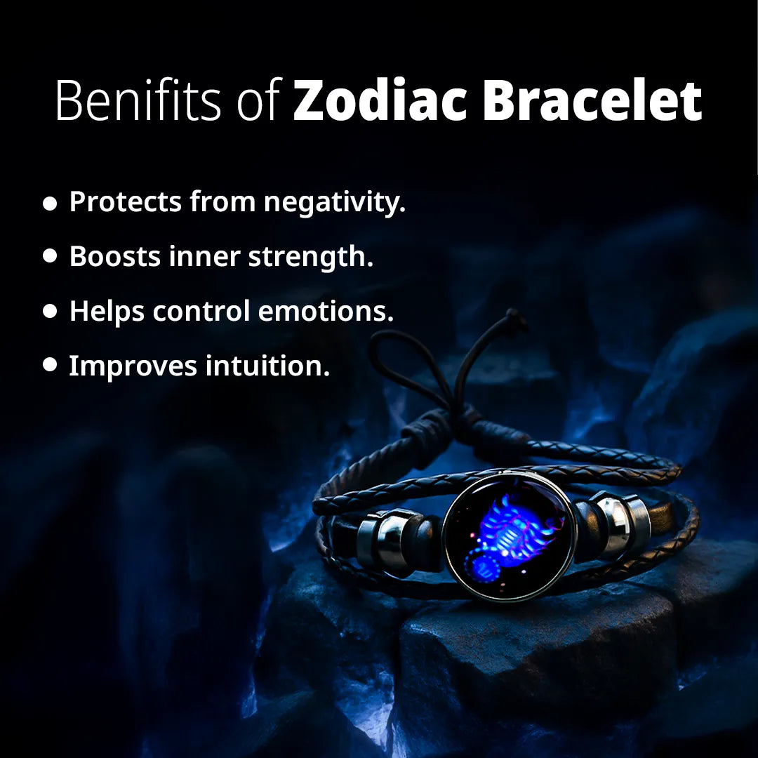 Scorpio Leather Bracelet for Strength, Protection & Zodiac Energy