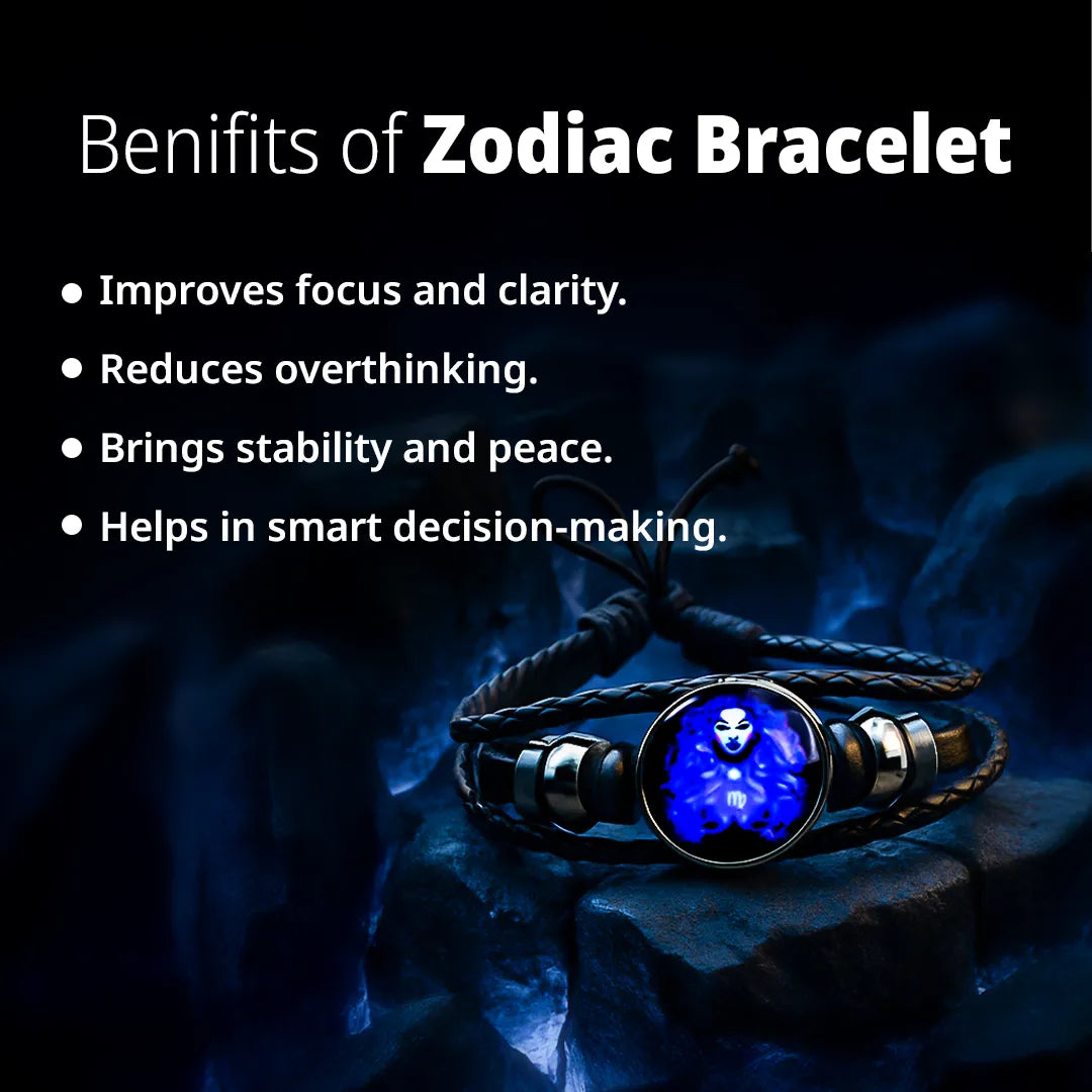 Virgo Leather Bracelet for Focus, Clarity & Zodiac Energy