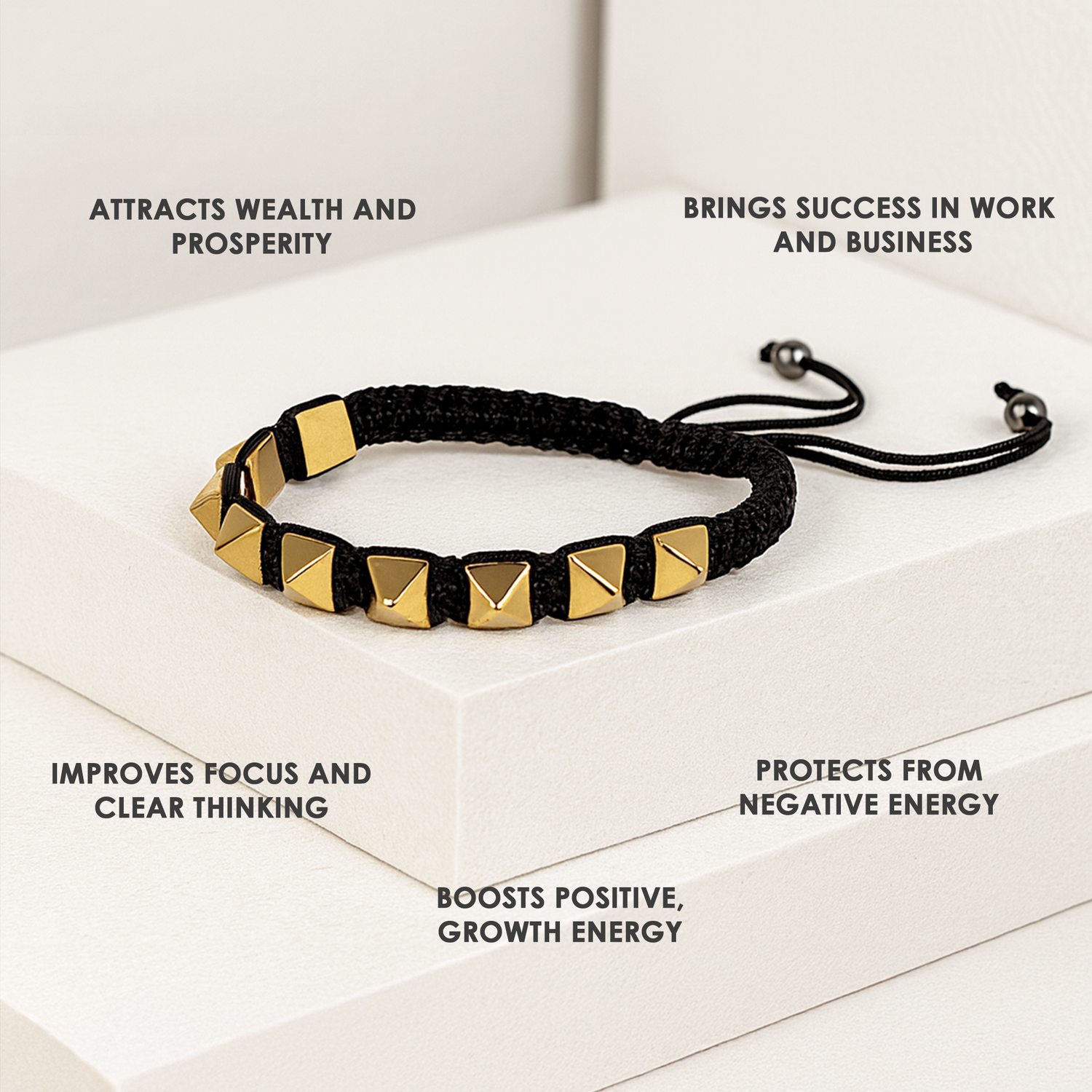 Golden Pyrite Pyramid Thread Bracelet