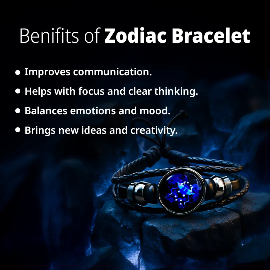 Gemini Leather Bracelet for Communication, Confidence & Zodiac Energy