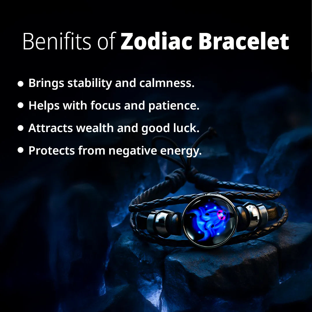 Taurus Leather Bracelet for Stability, Strength & Zodiac Energy