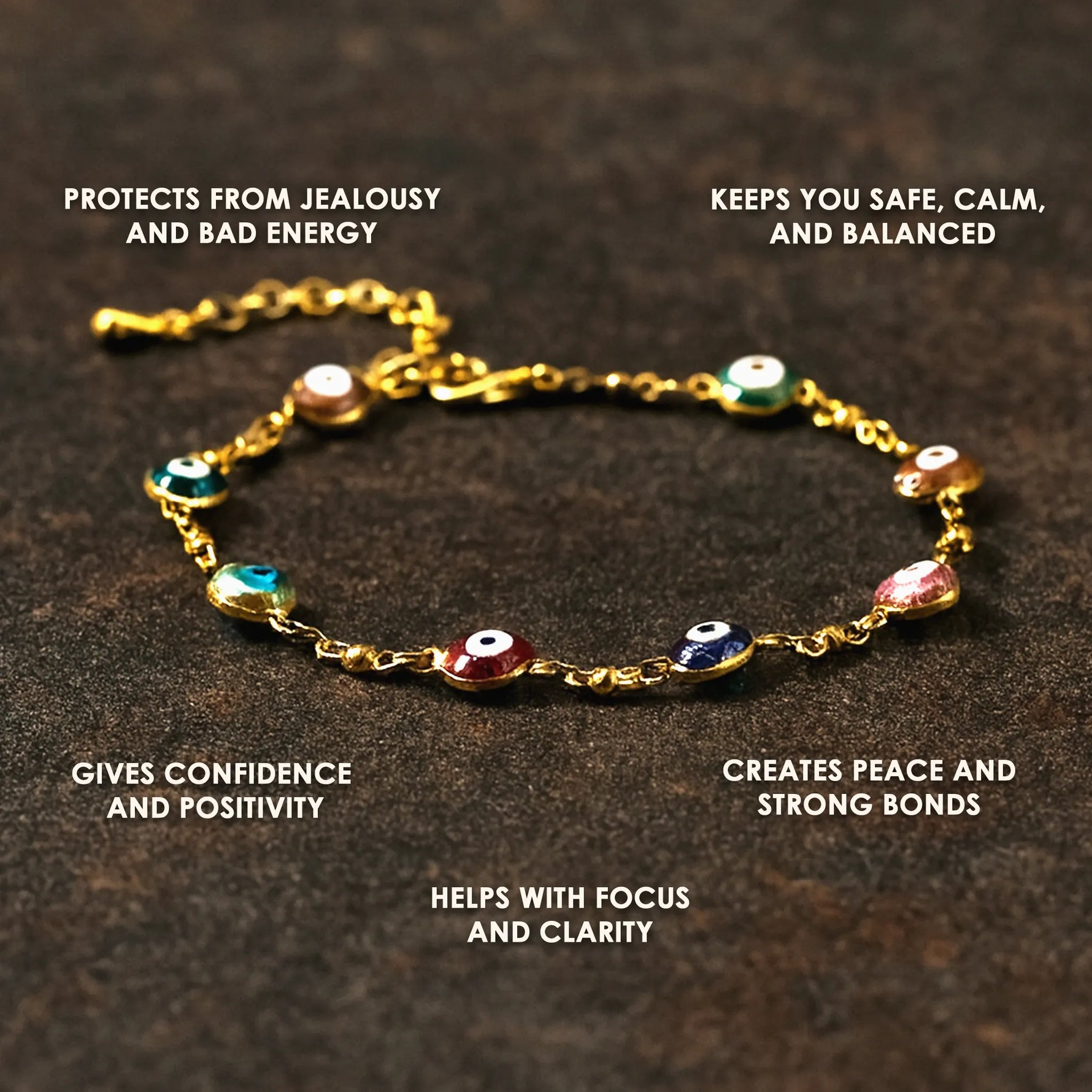 Heart Shape Blue Onyx Evil Eye Anklet