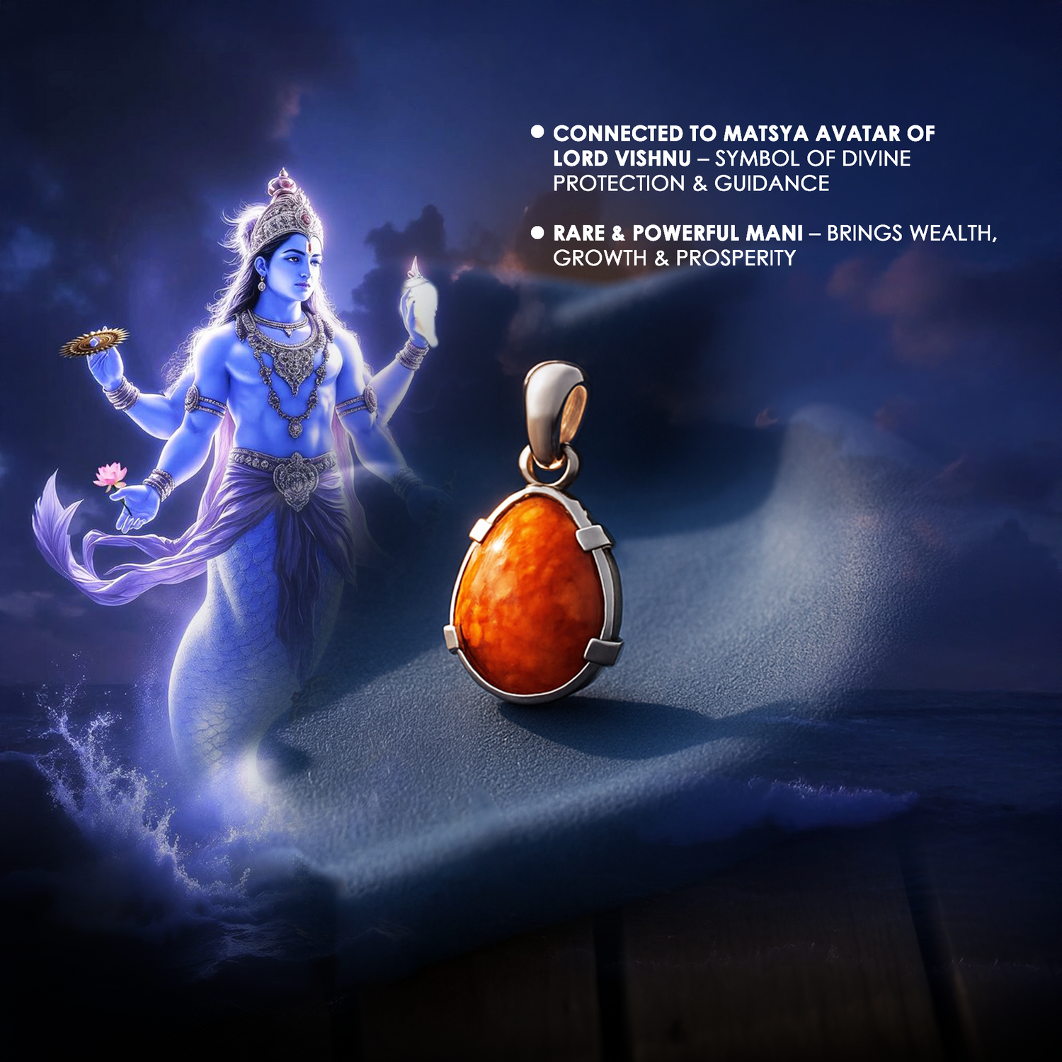Machh Mani Pendant - Abhimantrit & Certified