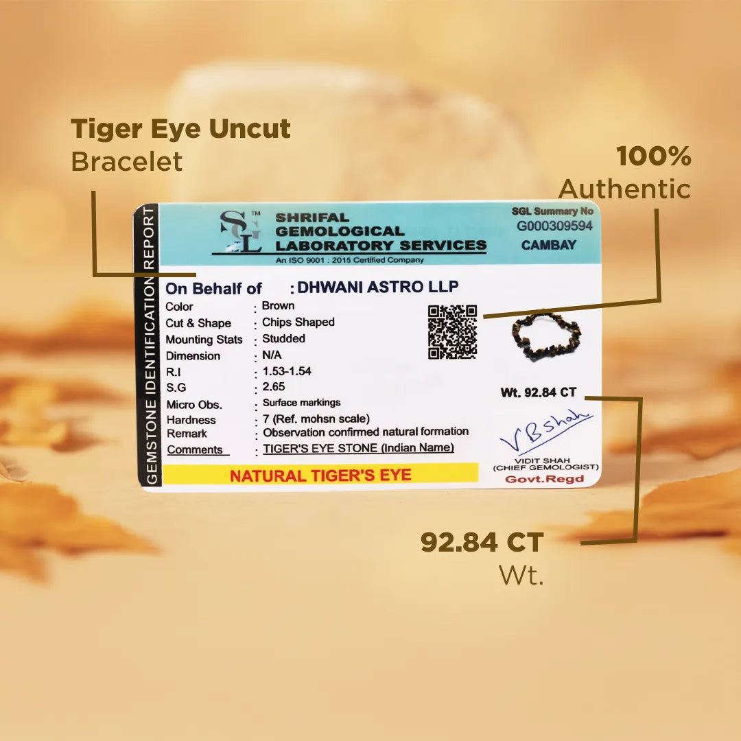 Boosts your Confidence Level & Exalts the Planet Ketu: Tiger Eye Uncut Bracelet