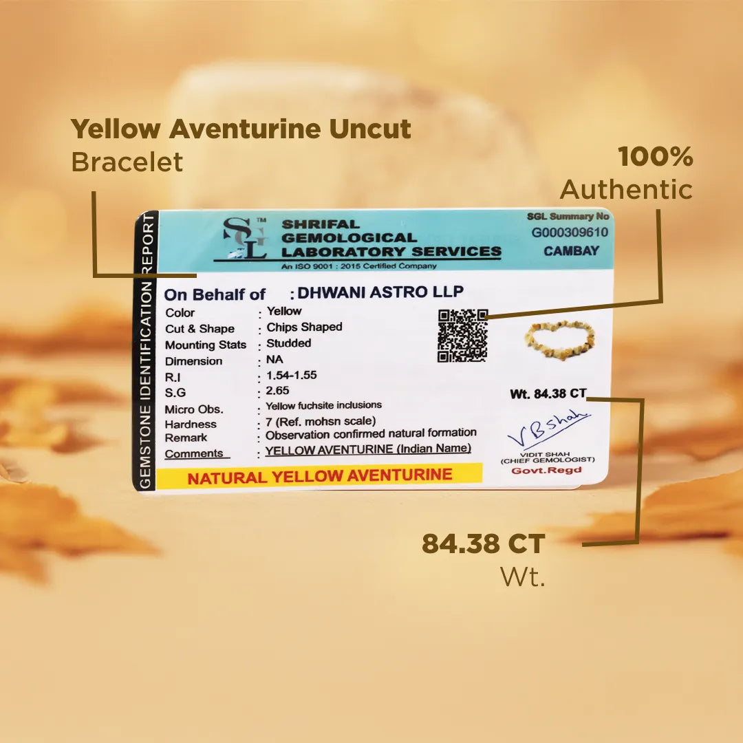 Fulfill Your Desires with Divine Blessings: Yellow Aventurine Uncut Crystal Bracelet