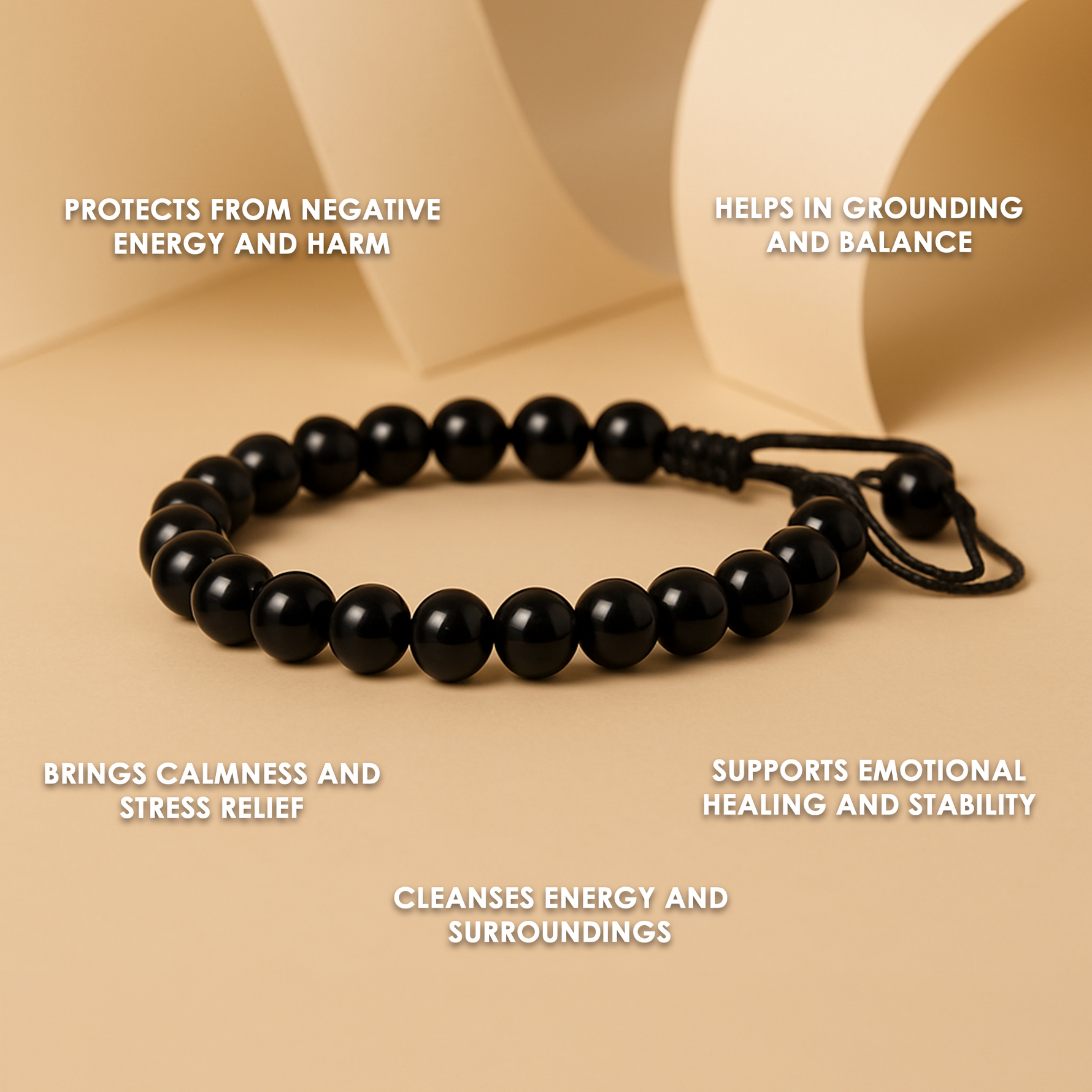 Black Tourmaline Thread Bracelet : Protect from Psychic attacks & Negative Energy