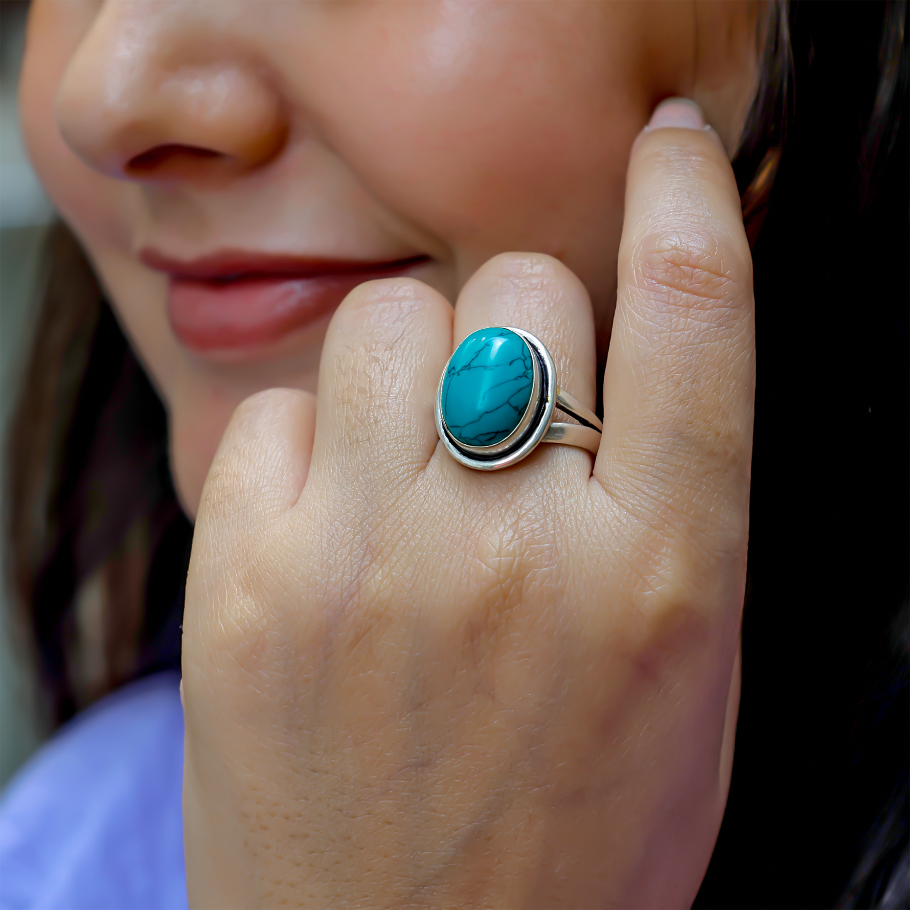 Turquoise (Firoza) Ring - Abhimantrit & Certified