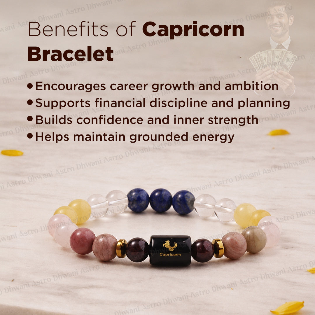 Capricorn (मकर राशि) Zodiac Sign Multi Stone Bracelet