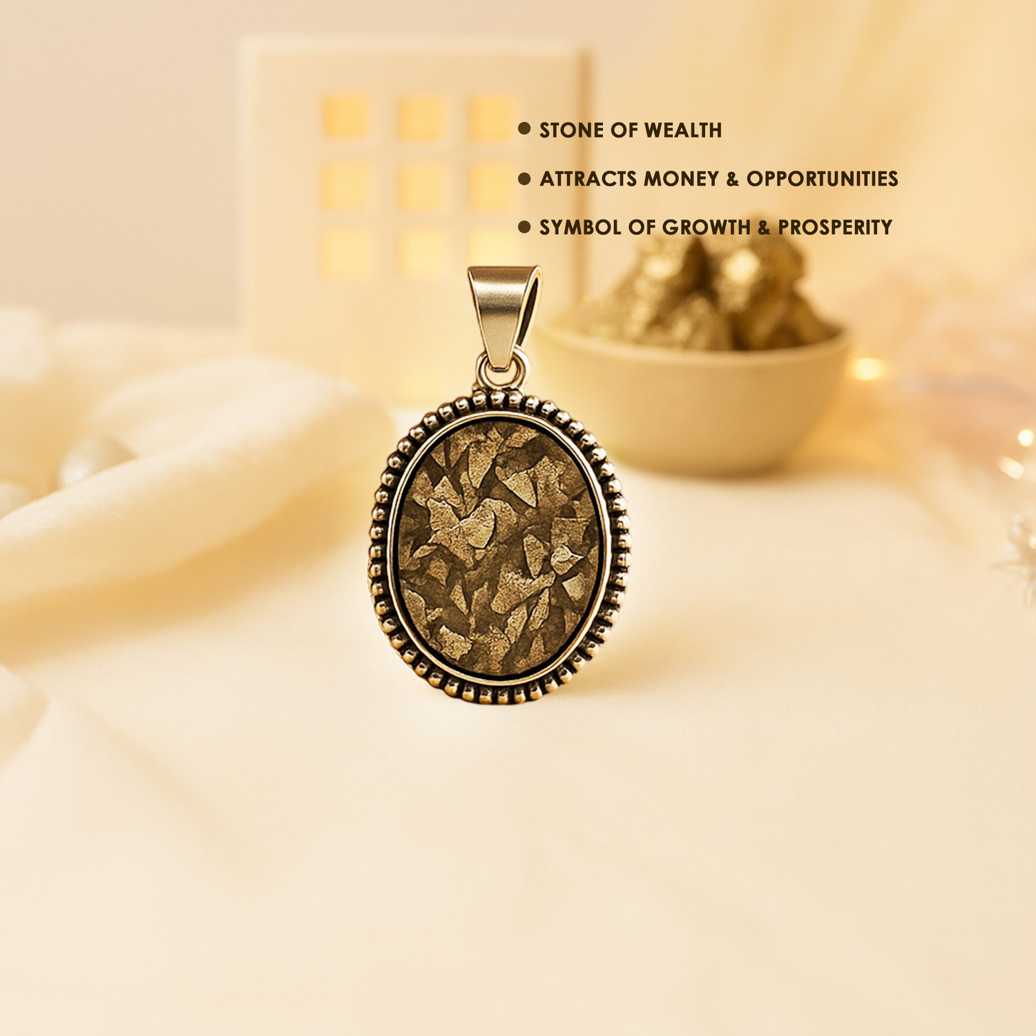 Raw Pyrite Pendant for Wealth & Money - Abhimantrit