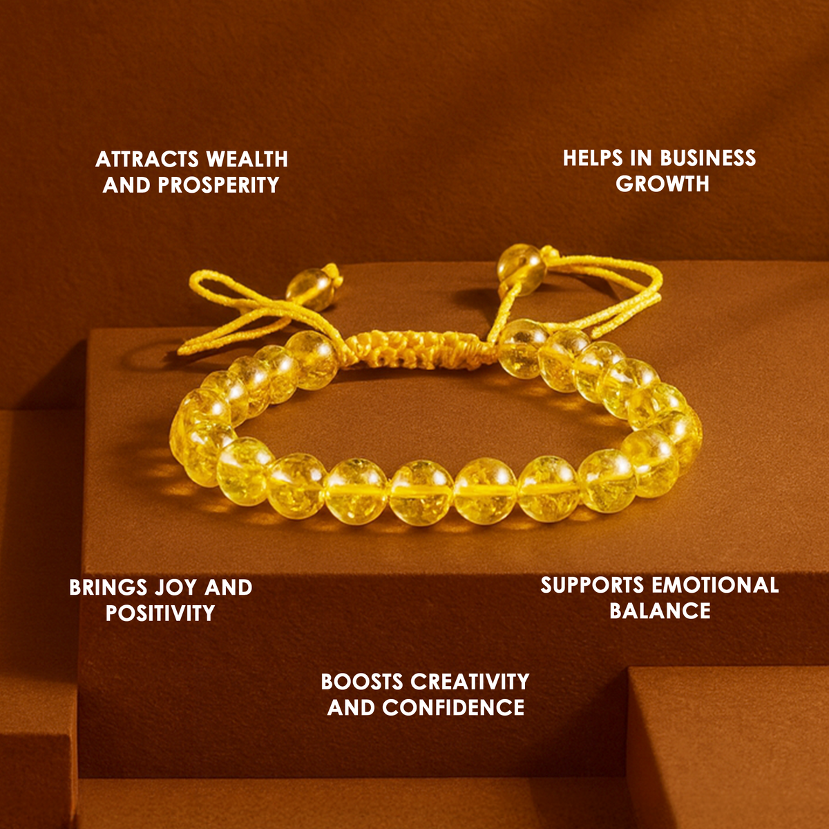 High Financial Status, Success in Job & Profession: Yellow Citrine Thread Bracelet - Abhimantrit & Certified