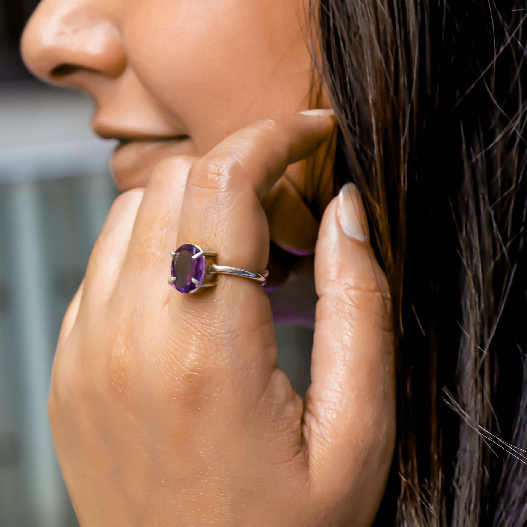 Attract Luck, Enhance Intuition, Improve Health & Skin: Amethyst Ring - Abhimantrit & Certified