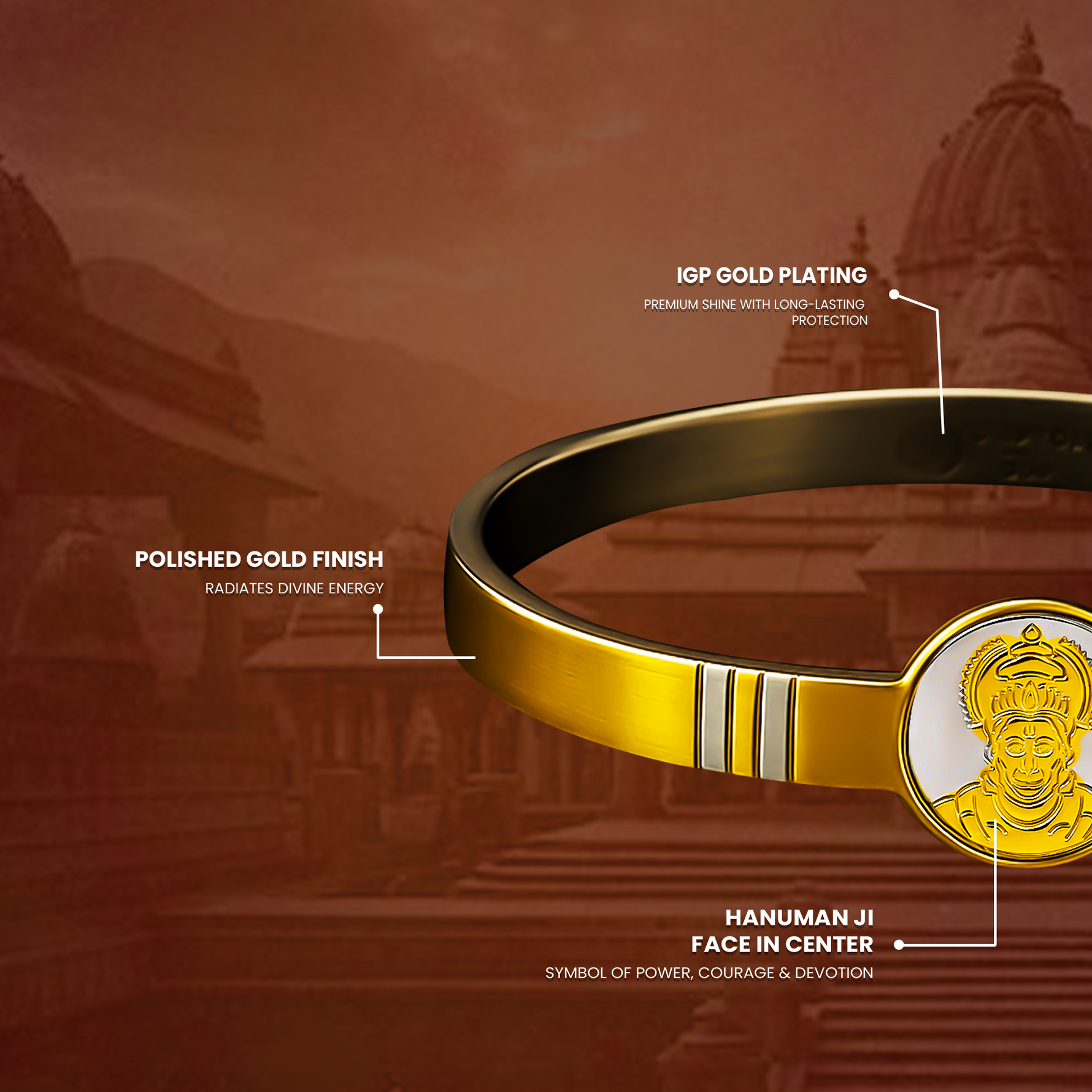 Hanuman Raksha Kada (IGP Gold Plating) - Abhimantrit
