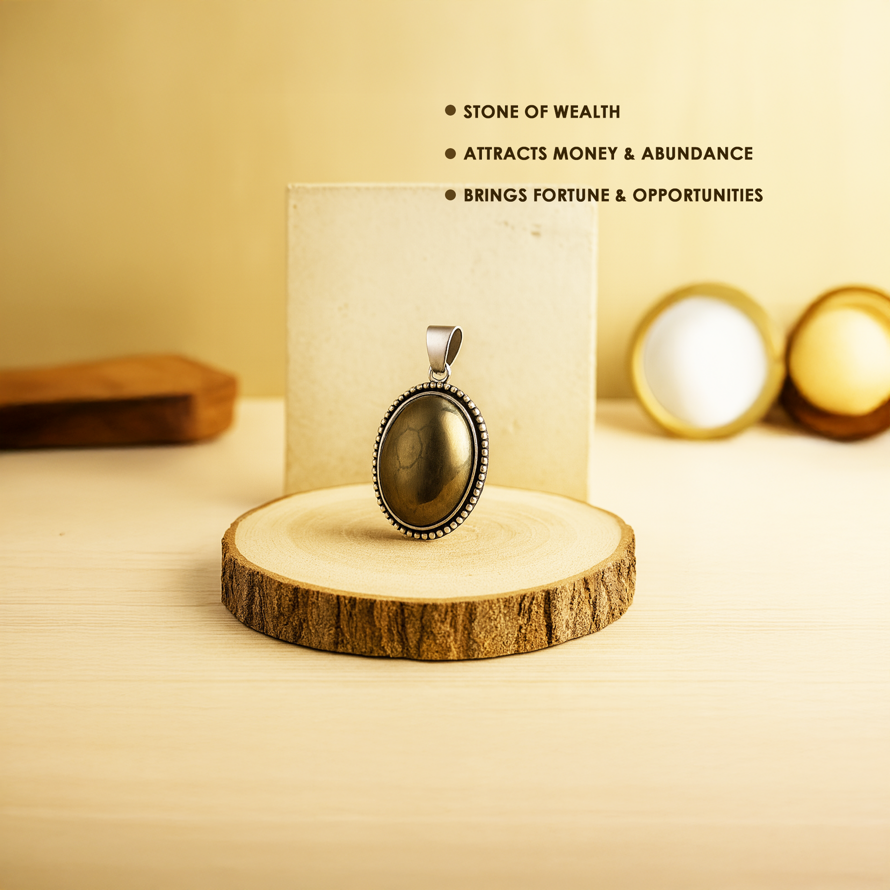 Pyrite Pendant Oval - Abhimantrit & Certified