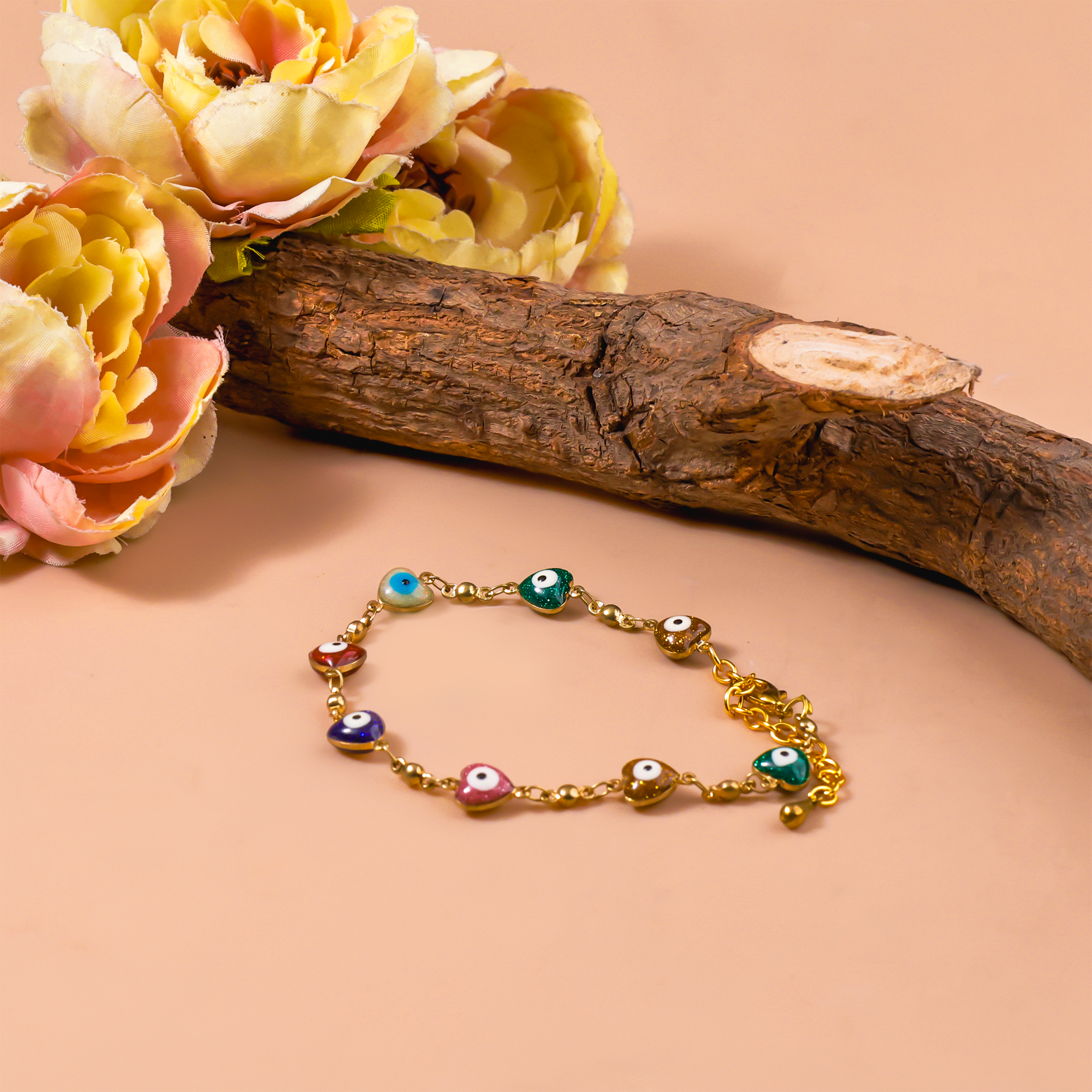 Heart Shape Blue Onyx Evil Eye Anklet - Abhimantrit & Certified