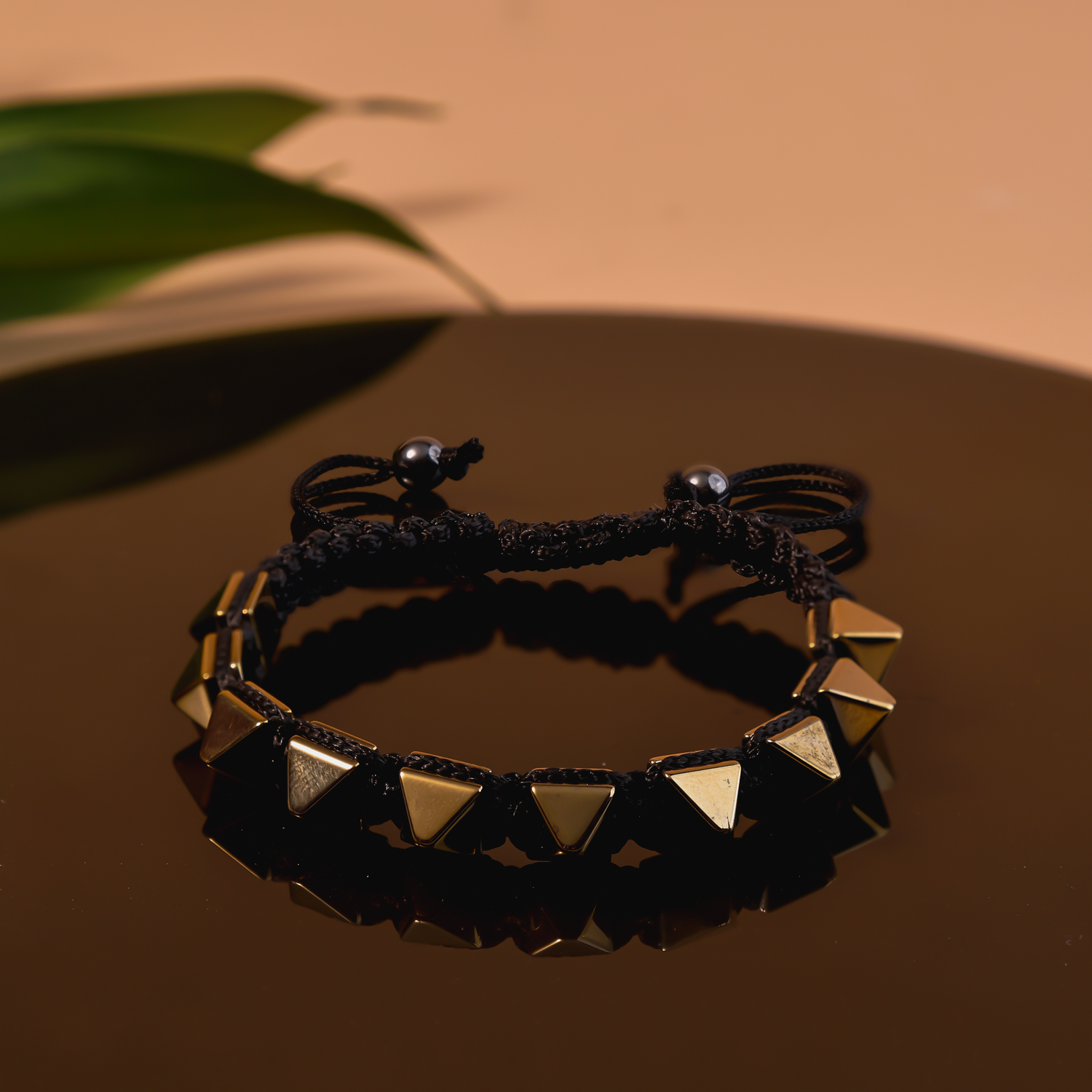 Golden Pyrite Pyramid Thread Bracelet - Abhimantrit & Certified