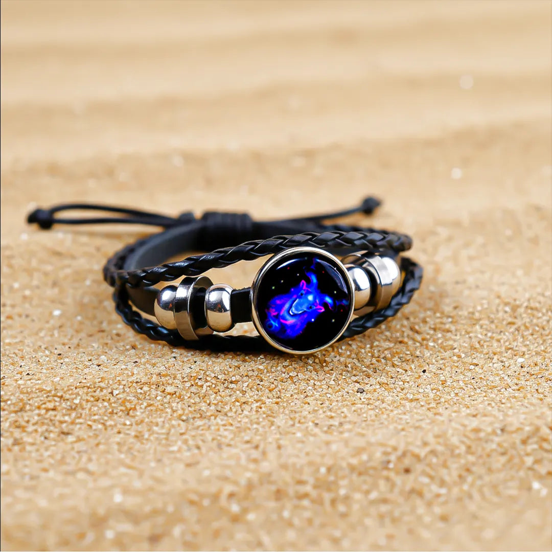 Capricorn Leather Bracelet for Discipline, Success & Zodiac Energy