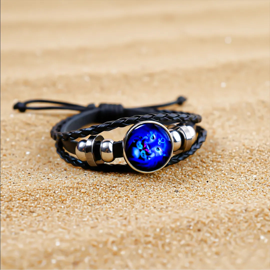 Leo Leather Bracelet for Confidence, Leadership & Zodiac Energy