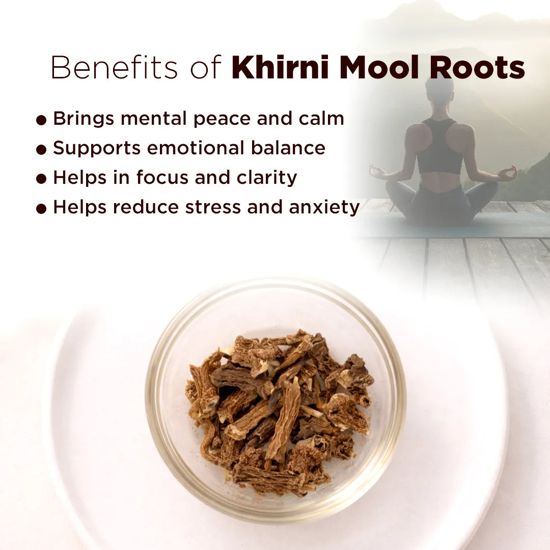 Khirni Mool Roots with benefits listed on a white backgroundKhirni Mool Roots – Strength, Stability & Positive Energy Support
