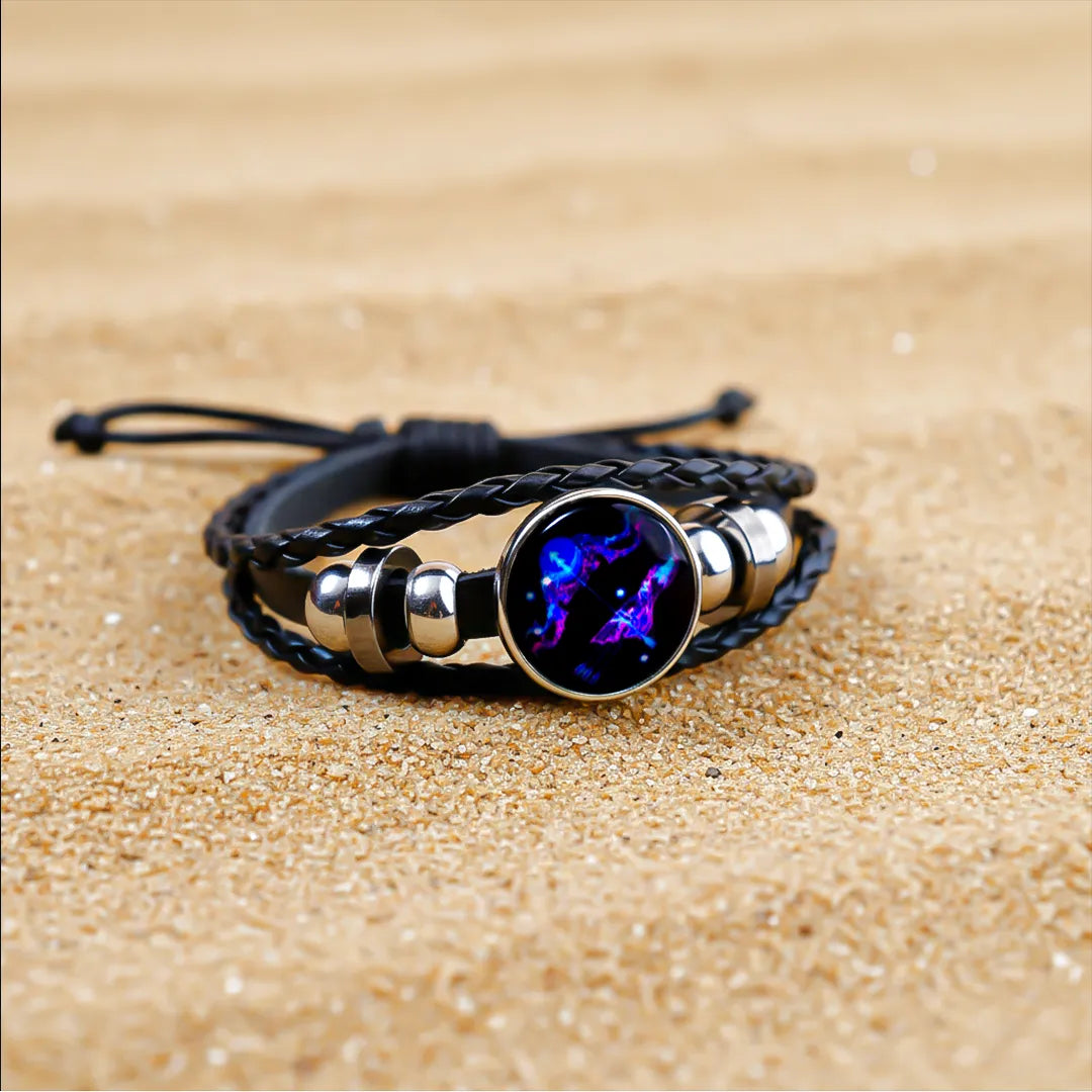 Sagittarius Leather Bracelet for Positivity, Growth & Zodiac Energy