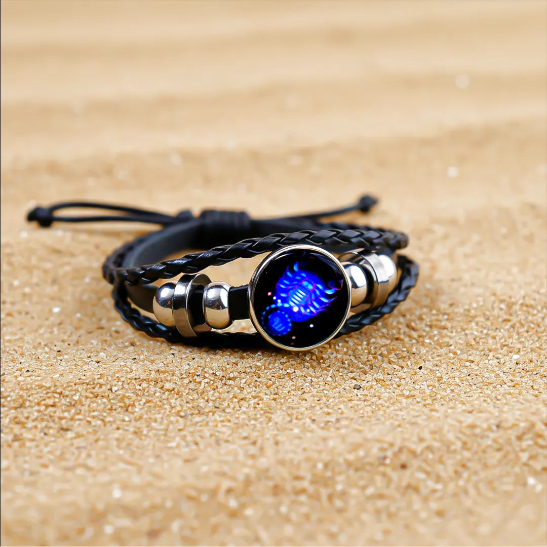 Scorpio Leather Bracelet for Strength, Protection & Zodiac Energy