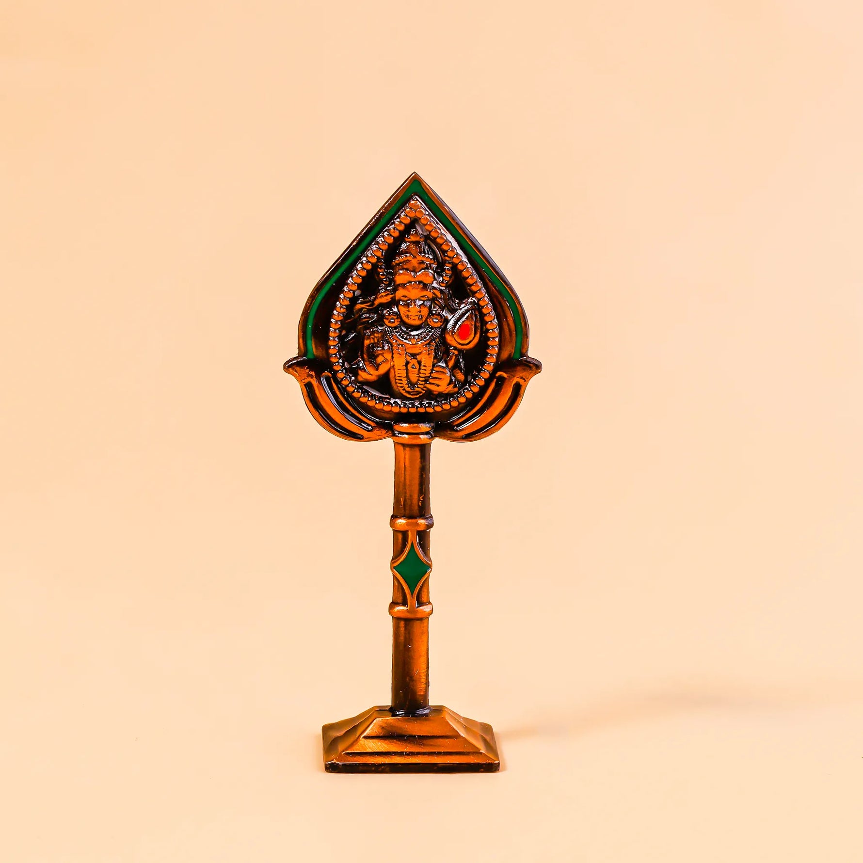 Decorative item with a central figure on a beige backgroundMurugan Face Mina – Divine Blessings & Protection | Abhimantrit & Certified