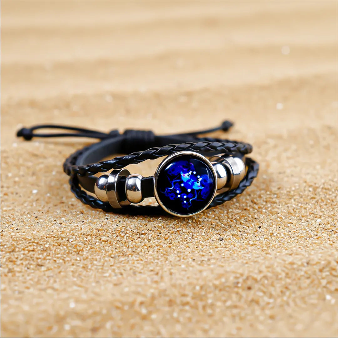 Gemini Leather Bracelet for Communication, Confidence & Zodiac Energy