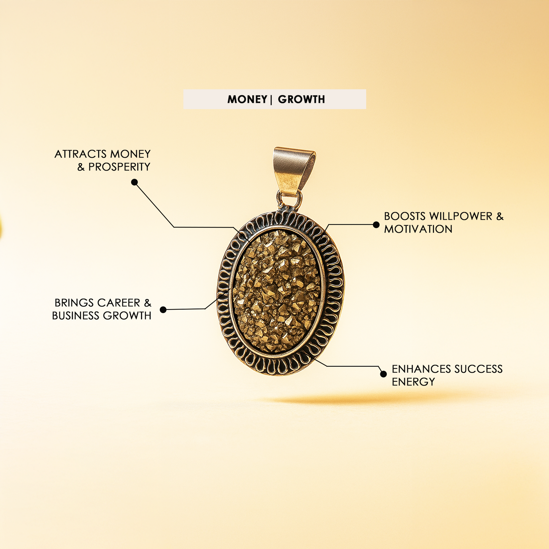 Raw Pyrite Pendant for Wealth & Money - Abhimantrit