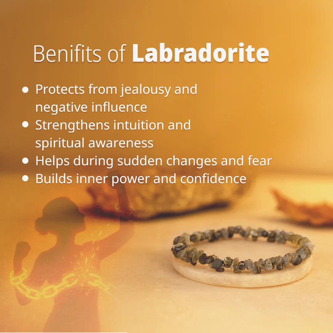 Awaken your inner Power & open you Third Eye Chakra: Labradorite Uncut Crystal Bracelet