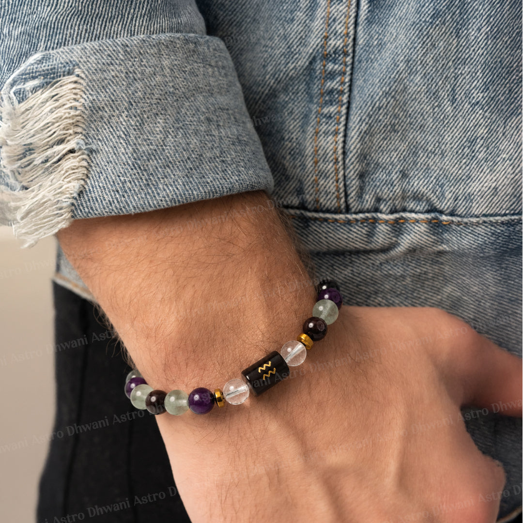 Aquarius (कुंभ राशि) Zodiac Sign Multi Stone Bracelet
