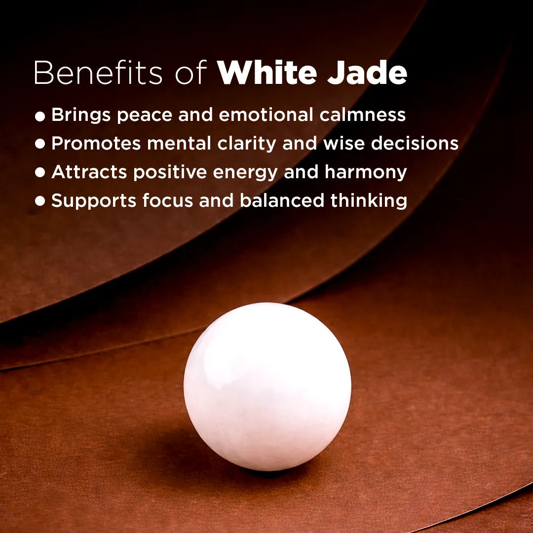 Natural White Jade Crystal Ball – Abhimantrit & Certified