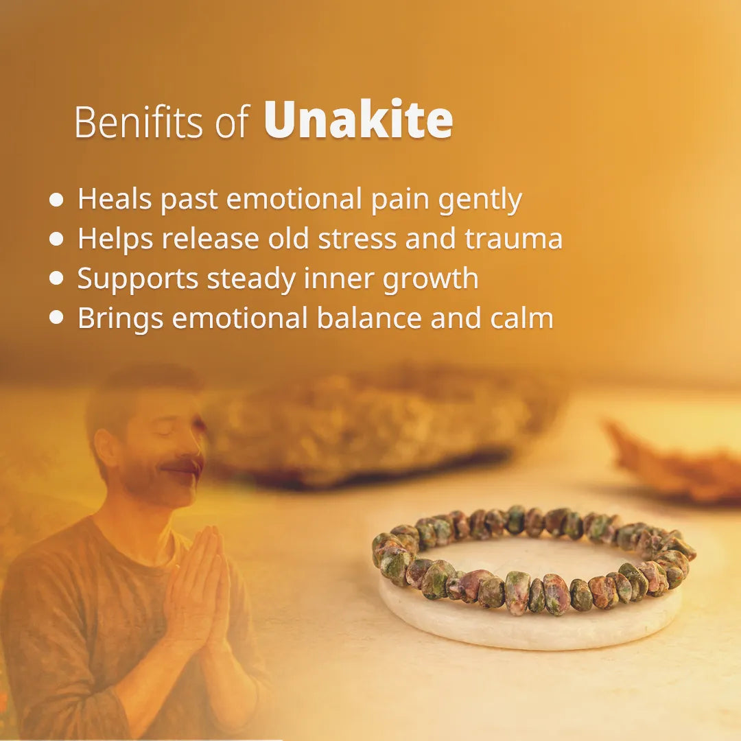 Unakite Uncut Crystal Bracelet