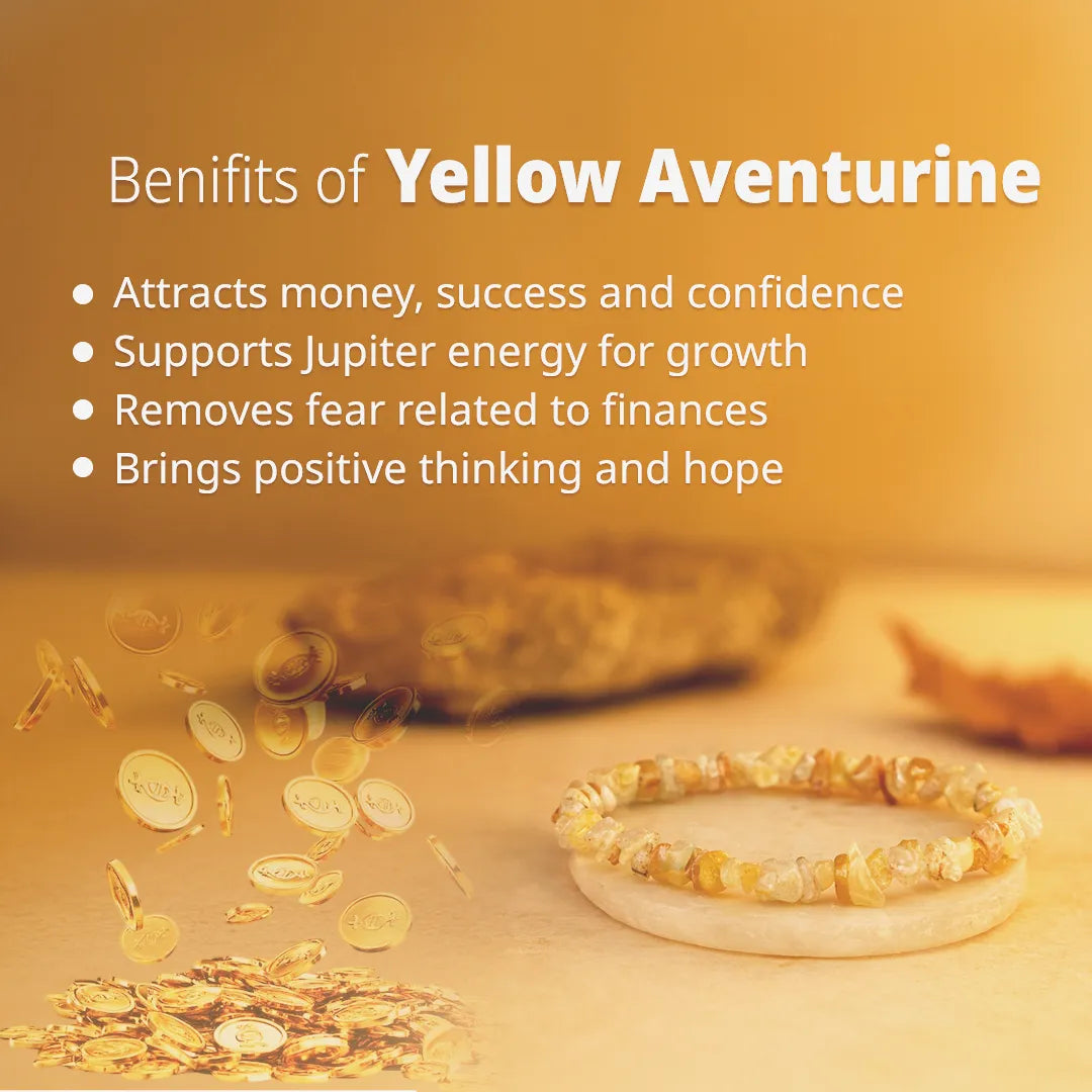 Fulfill Your Desires with Divine Blessings: Yellow Aventurine Uncut Crystal Bracelet