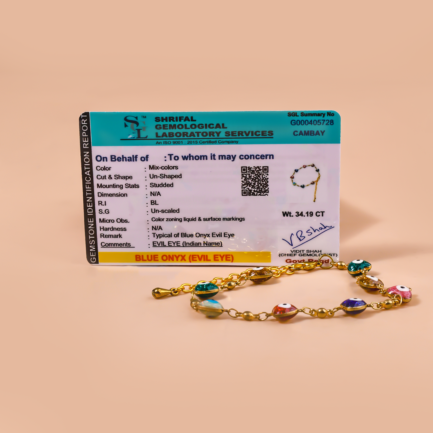 Heart Shape Blue Onyx Evil Eye Anklet - Abhimantrit & Certified