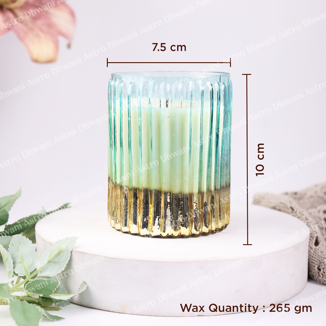 Scented Soy Wax Candle | Hand-Poured Aromatherapy Candle in Decorative Fluted Glass Jar | Meditation, Prayer & Home Décor
